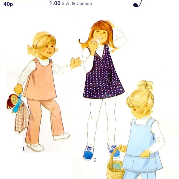 SALE - RARE VINTAGE Simplicity Pattern 4225, Out of Print, Childs Dress and Trousers, Sizes 1,2,3,4,5,6