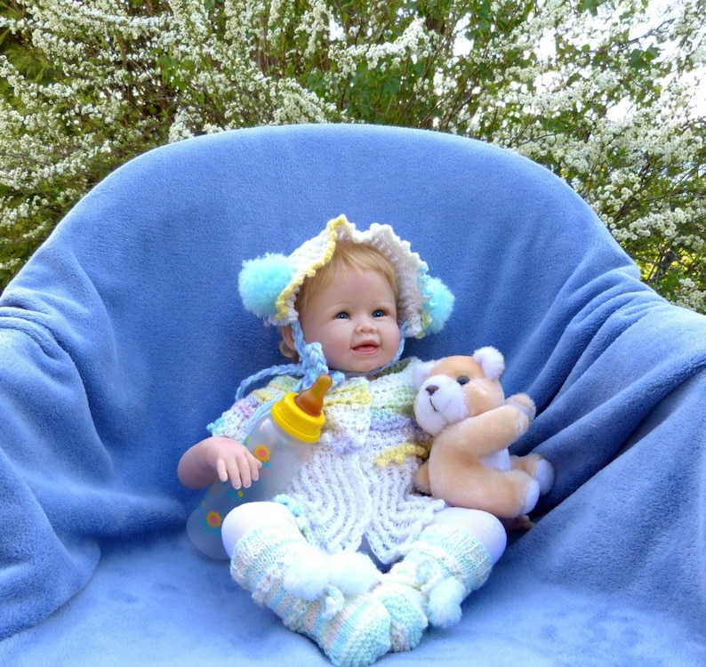 Sweater Set Newborn to 2 Year Baby girl Sweater Hat with Pom Poms