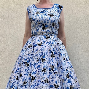 Cute Vintage 50s Novelty Fruit Print Cotton Party Dress / Full Skirt  / Vintage Large