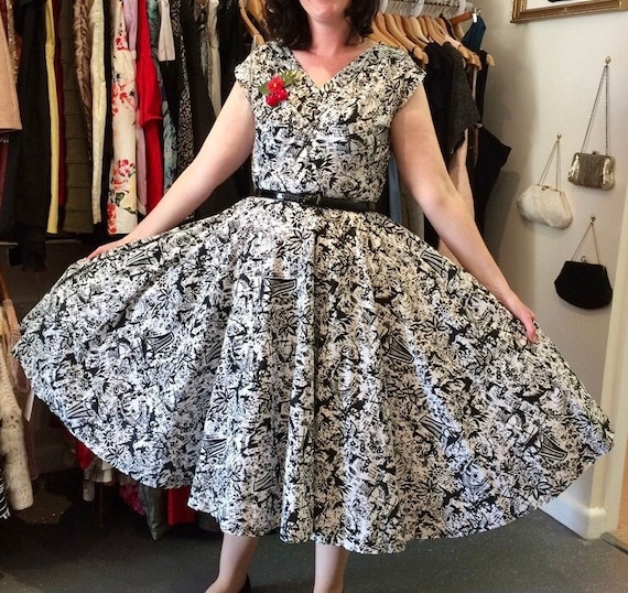 cute 50s dress Women 1950s Dress - Vintage Retro Floral Cocktail Swing Sleeveless Dress  with Bow Cosplay