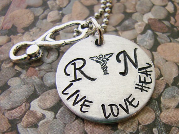 RN live love heal hand stamped jewelry personalized | Etsy
