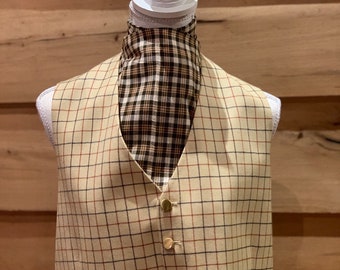 Brown plaid Four fold stock tie