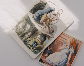 Cuadernos hechos a mano, 2 tamaños, temática de Alicia en el país de las maravillas: Alicia, la oruga, el hongo y el conejo *Colección Down the Rabbit-hole*