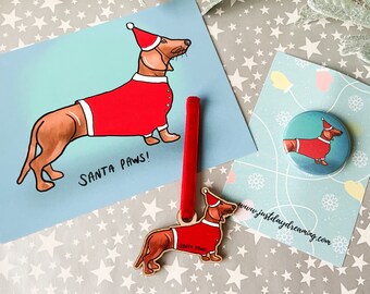 Santa Paws Dog Christmas Gift Set, Dachshund Owner