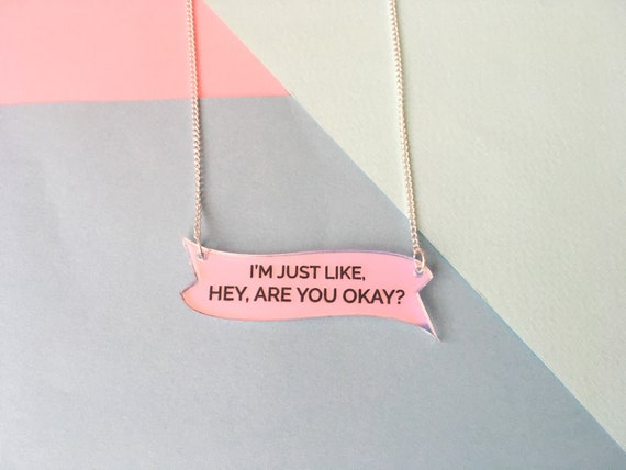 Are You Okay Taylor Swift Gift Calm Down Quote Necklace Motivation Gifts Gift For Teen Iridescent Necklace Swifties Sassy Slogan
