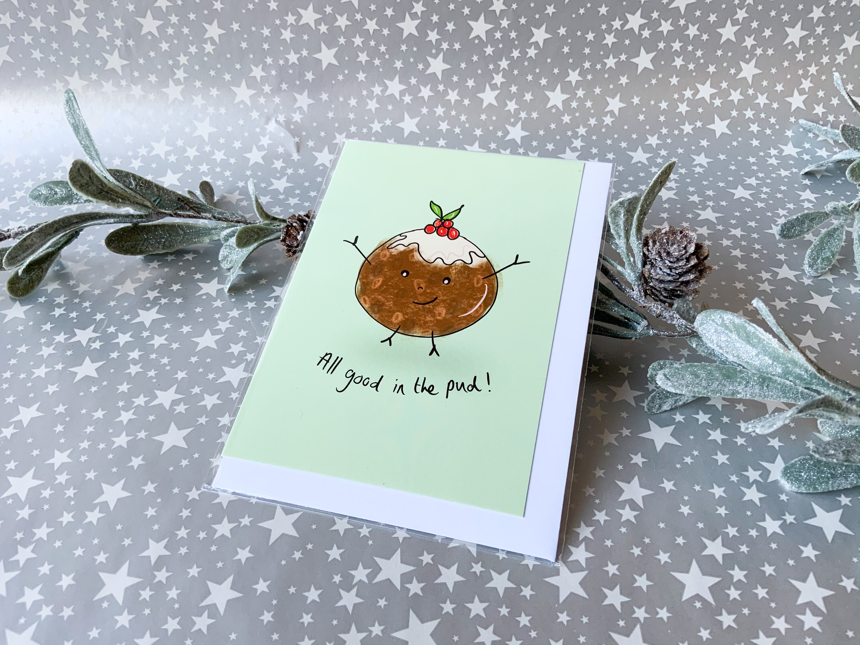 All Good in the Pud Christmas Pudding Card Etsy