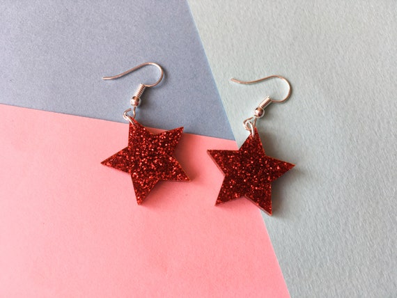 christmas star earrings