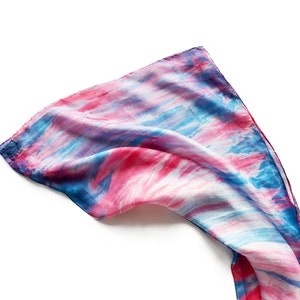Sciarpa seta dipinta a mano - blu sciarpa - blu rosso Shibory sciarpa-Abstract-sciarpe sciarpa per le donne - regalo per la mamma-donna Sciarpe di seta sciarpa Wrap