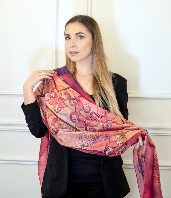 Burgundy silk shop scarves