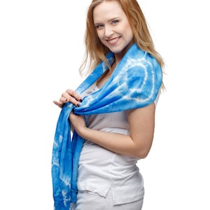 Blue shibori scarf- Blue silk scarf- Hand painted scarf- Shibori Scarf- Batik scarf- Womens scarves- Head silk scarf- Painted silk scarf
