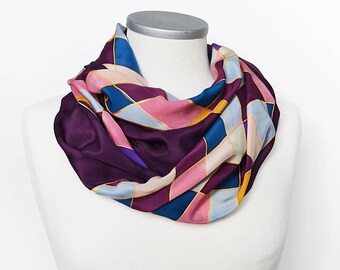 [JILLSTUART]★RHOMBUS STRAIGHT PATTERN SILK SCARF 100% Mulberry Silk Scarf, Silk Hair Scarf, Silk Head Scarf