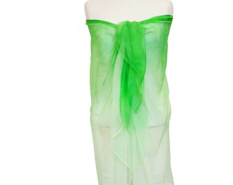 Large Scarf Green- Silk Shawl Lightweight- Swimsuit Cover Up- Pareo Spring Green- Beach Cover Ups- Beach Sarong- Silk Wrap- Swim Cover Ups
