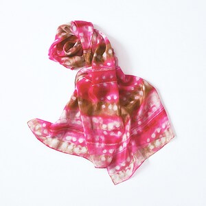 Hand Painted Red Silk Scarf with polka dots