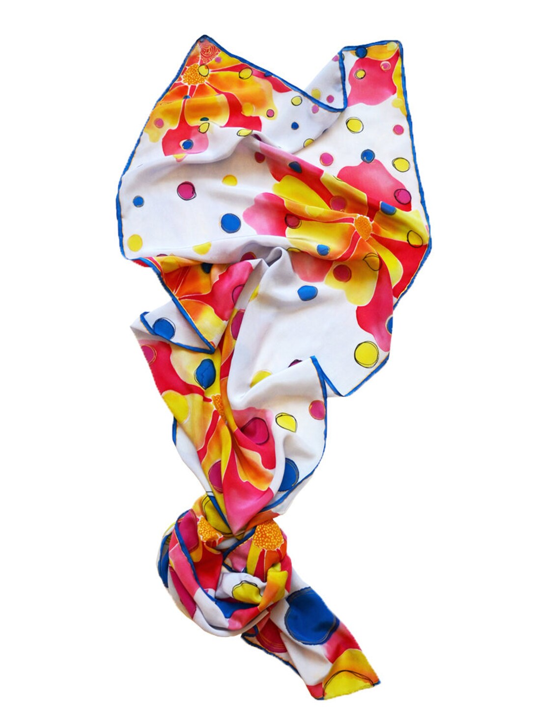 Colorful Floral Silk Scarf Hand Painted Etsy