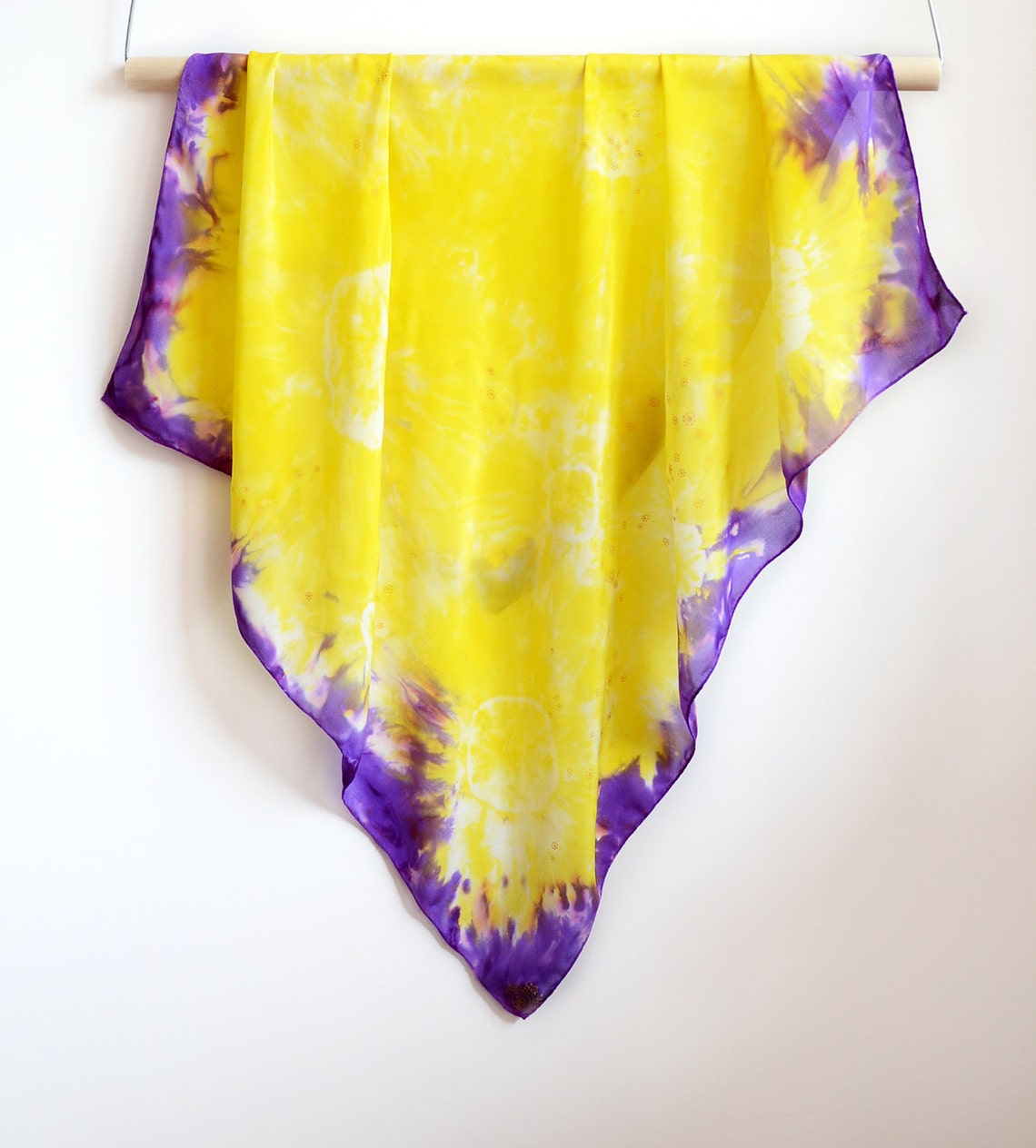 Painted Scarf Yellow Square Silk Scarf Gift for Mom Women Scarves ...