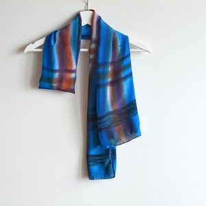 Mens Silk Scarf Blue- Fall mens scarf- Mens Geometric Scarf- Hand Painted Scarf for men- Scarves for Men- Valentines day gift for him