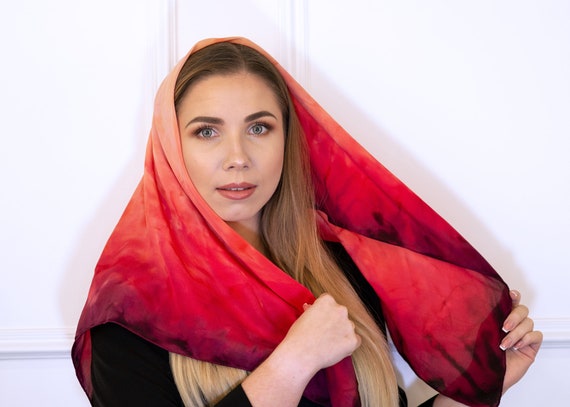 Red silk square best sale scarf