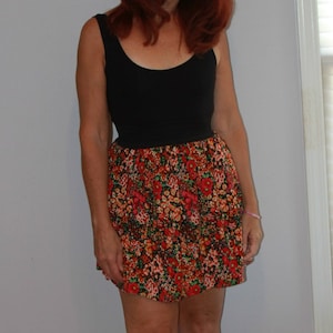 Vintage Summer Dress/Mini Dress/Floral Summer Dress/Skater Skirt/Summer Dress For Women/Black Floral Dress/Sheath Dress/A Line Dress/VI581