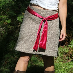 Skirt/Vintage Tweed Skirt/Brown Tweed Skirt/Vintage Brown Skirt/ALine Skirt/Old Navy Skirt/Schoolgirl Skirt/Womans Size 4/Belted Skirt/VI408 image 3