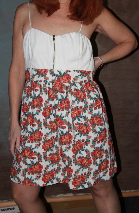 Floral Mini Dress/Womans XL Mini Dress/Vintage Mi… - image 1