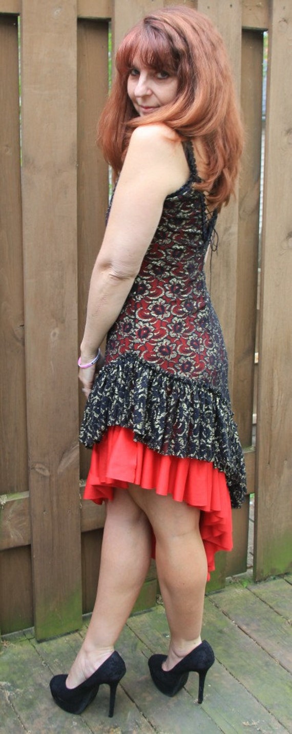 Salsa Dress/Vintage Black and Red Dress/Vintage S… - image 3