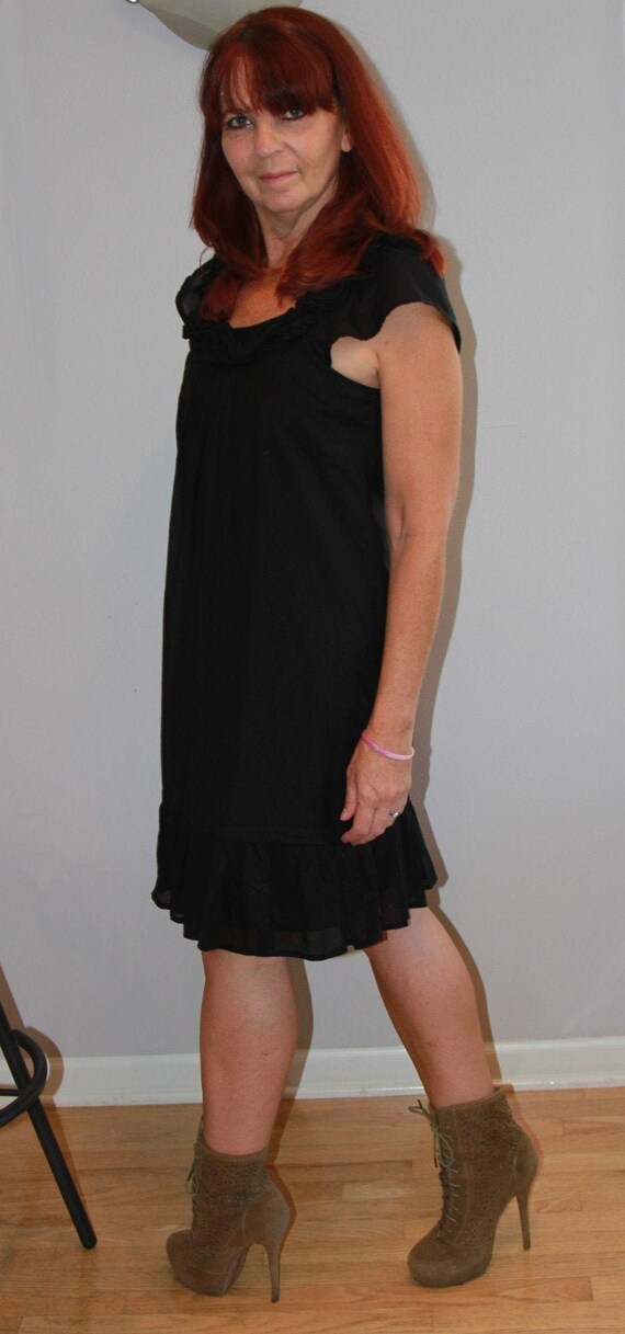 Vintage Black Boho Hippie Tent Dress 2pc Sheer Ruffle Goth Size XS VI582 -  Etsy