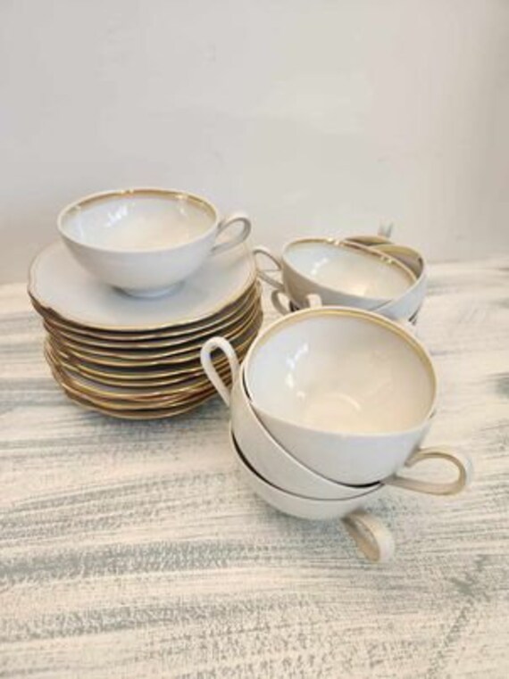 Vintage 1950s Zeh Scherzer Bavaria Germany, Porcelain, Gold Trim