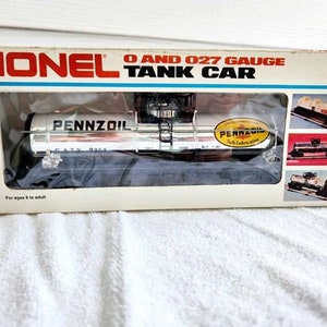 Lionel 6-9354 Pennzoil Chrome Tank Car, 1980, O-gauge, Single Dome, Vintage Train, Lionel Tank Car, Advertising, OBO T059