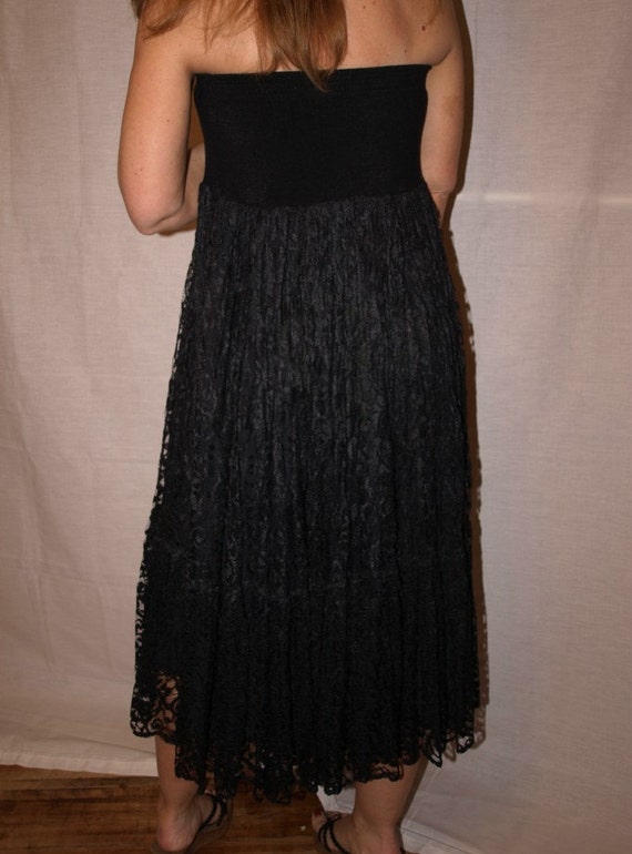 Black Lace Dress/Strapless Dress/Vintage Black Sk… - image 5