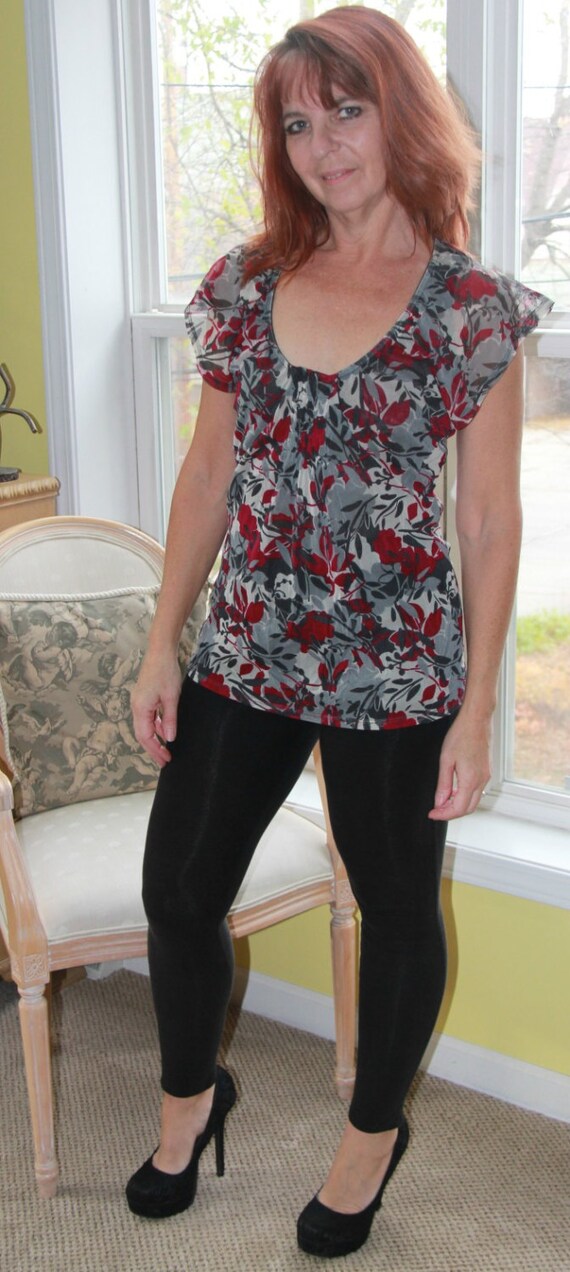 Vintage Sheer Blouse/Short Sleeve Top/Sheer Woman… - image 1