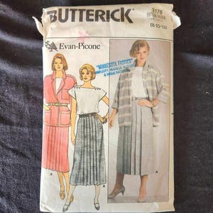 3176 Butterick Schnittmuster/ Vintage Schnittmuster/ Damen Vintage Anzug/Jacke/ Rock/ Oberteil/ Vintage Evan-Picone/Misse’ Größe 8-10-12/1985