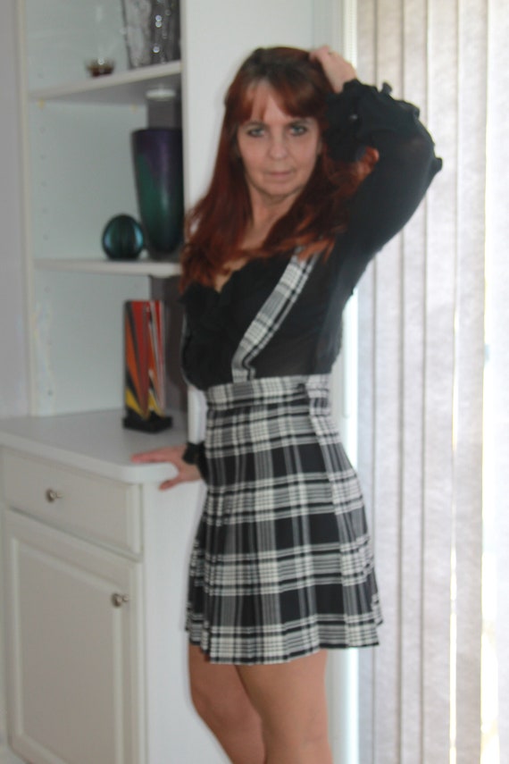 90s / Vintage Skirt / Black and White Plaid Skirt… - image 7