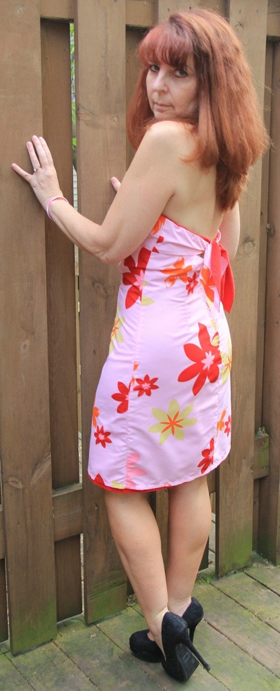 Reversible Strapless Dress/Hawaiian Floral Dress/… - image 2