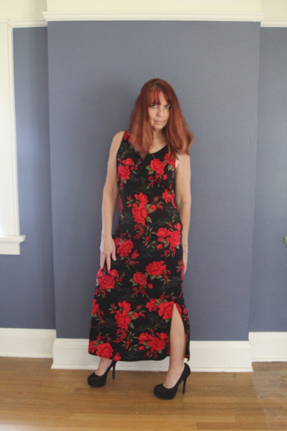 Black Maxi Dress/Floral Maxi Dress/Black Floral Dr