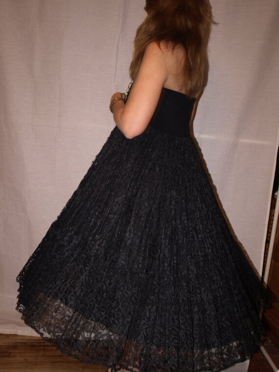 Black Lace Dress/Strapless Dress/Vintage Black Sk… - image 4