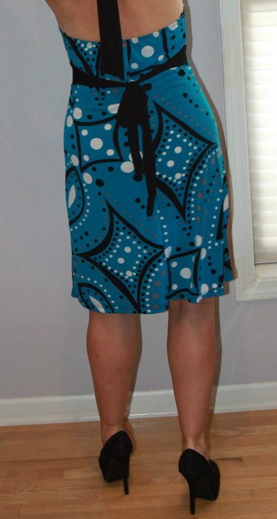 Vintage Halter Dress/Turquoise Halter Dress/Summe… - image 2
