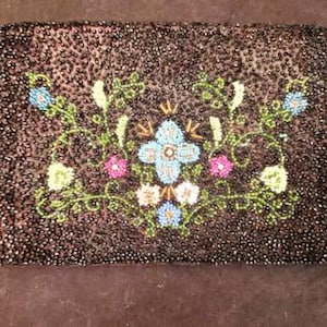 Vintage Beaded Clutch Purse, Black Evening Bag, Art Deco, Flapper, V147