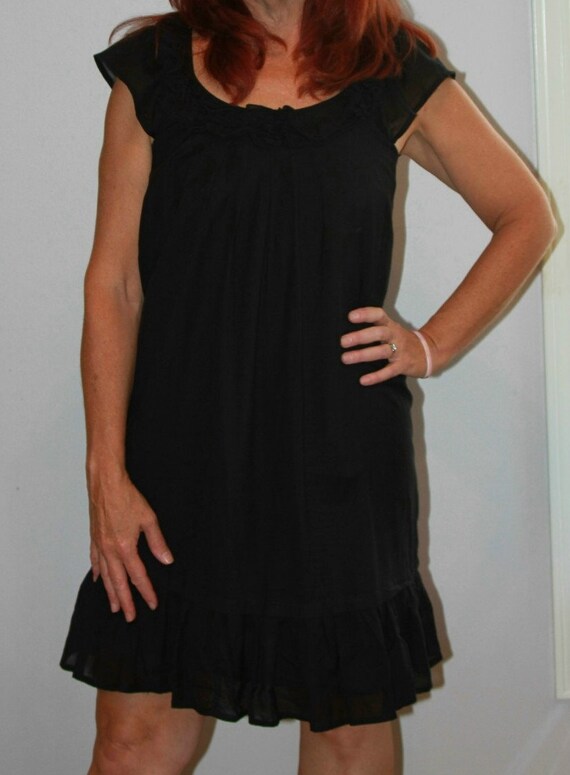 Vintage Black Boho Hippie Tent Dress 2pc Sheer Ruffle Goth Size XS VI582 -  Etsy