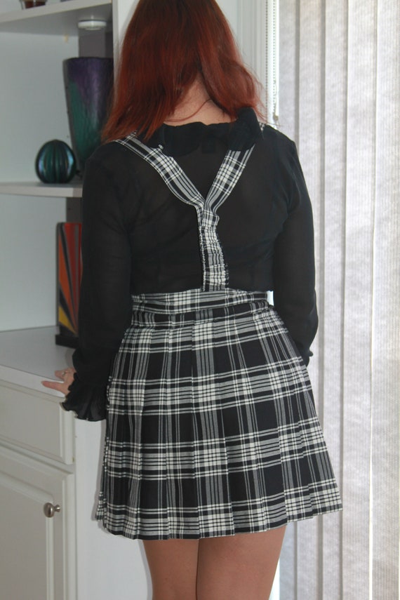 90s / Vintage Skirt / Black and White Plaid Skirt… - image 4