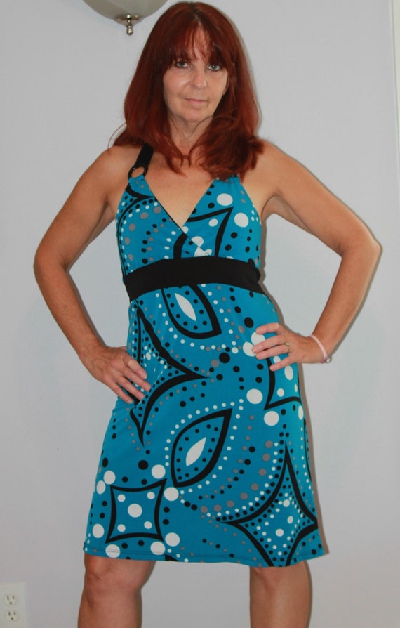 Vintage Halter Dress/Turquoise Halter Dress/Summe… - image 5