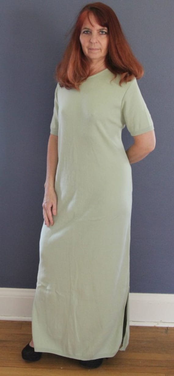 vintage knit maxi dress 1980s Cotton Knit Maxi Dress Selected by Madly Vintage