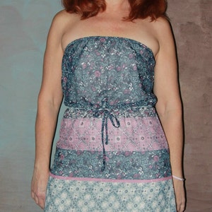 Vintage Strapless Dress/Strapless Cocktail Dress/Peasant Dress/Strapless Party Dress/Sheer Strapless Dress/Womans Dress Size Small/VI521