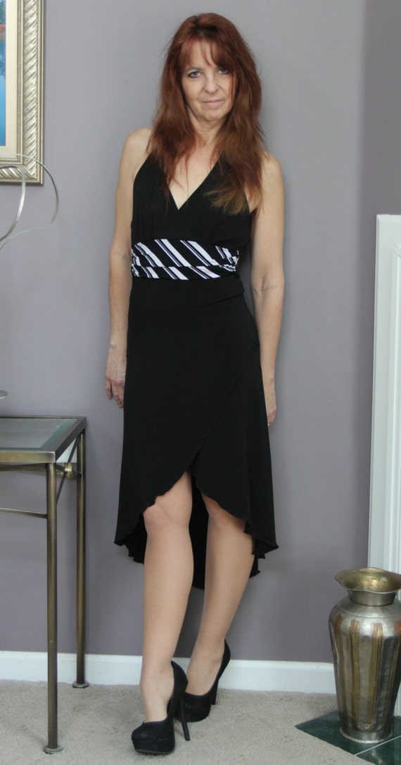 Vintage Halter Dress/Black Halter Dress/Salsa Dres