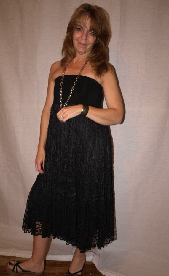 Black Lace Dress/strapless Dress/vintage Black Skirt/black Maxi Skirt/black  Strapless Dress/vintage Strapless Dress/tent Dress/vi154 - Etsy
