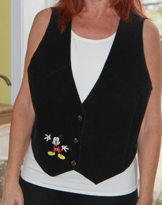 Disney/Leather Vest/Black Vest/Embroidered Vest/B… - image 3