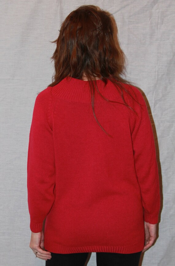 Vintage Sweater/Red Sweater/Pink Sweater/Womans S… - image 3