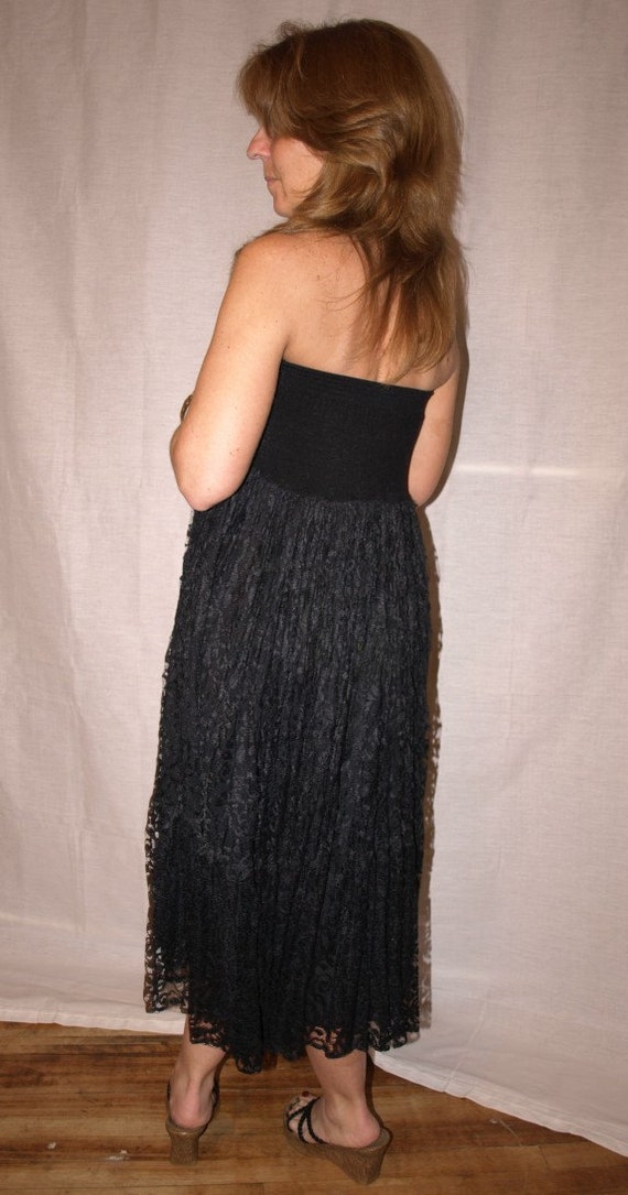 Black Lace Dress/Strapless Dress/Vintage Black Sk… - image 2