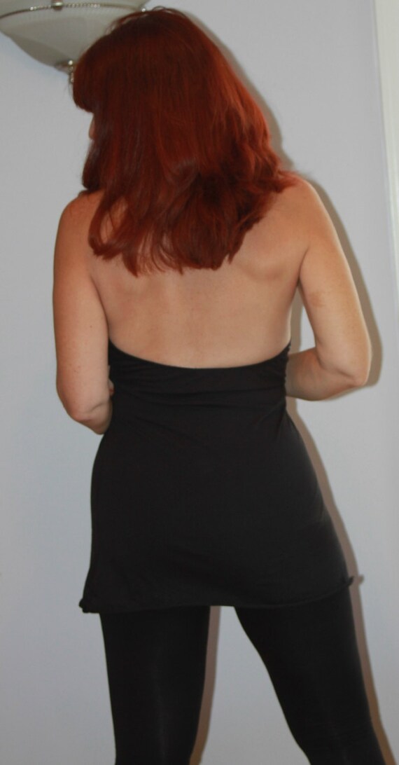 Black Halter Top/Long Halter Top/Vintage Black Ha… - image 3