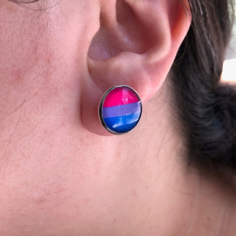 LGBTQA Bisexual flag earrings image 2