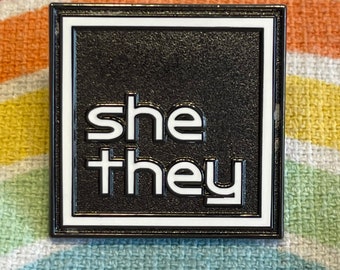 Pronoun Lapel Pins - Clean and Professional - Easy to Read - SHE/THEY